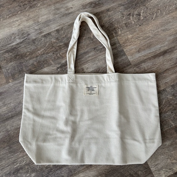 Sezane Handbags - NWOT! Sezane Velvet Ribbed Tote Bag - Bone